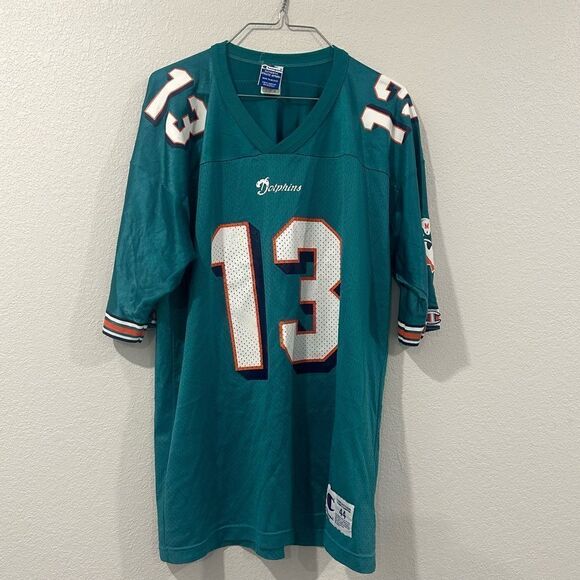 VINTAGE DAN MARINO #13 MIAMI DOLPHINS 1990s CHAMPION NFL JERSEY ADULT 44 LARGE - Picture 2 of 11
